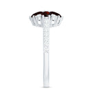 Natural Garnet Flower Engagement Ring with Diamond AAA - Rosec Jewels