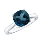 Rosec Jewels-Solitaire Cushion Cut London Blue Topaz Cathedral Engagement Ring