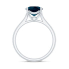 Rosec Jewels-Solitaire Cushion Cut London Blue Topaz Cathedral Engagement Ring