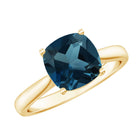 Rosec Jewels-Solitaire Cushion Cut London Blue Topaz Cathedral Engagement Ring