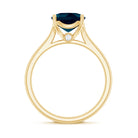 Rosec Jewels-Solitaire Cushion Cut London Blue Topaz Cathedral Engagement Ring