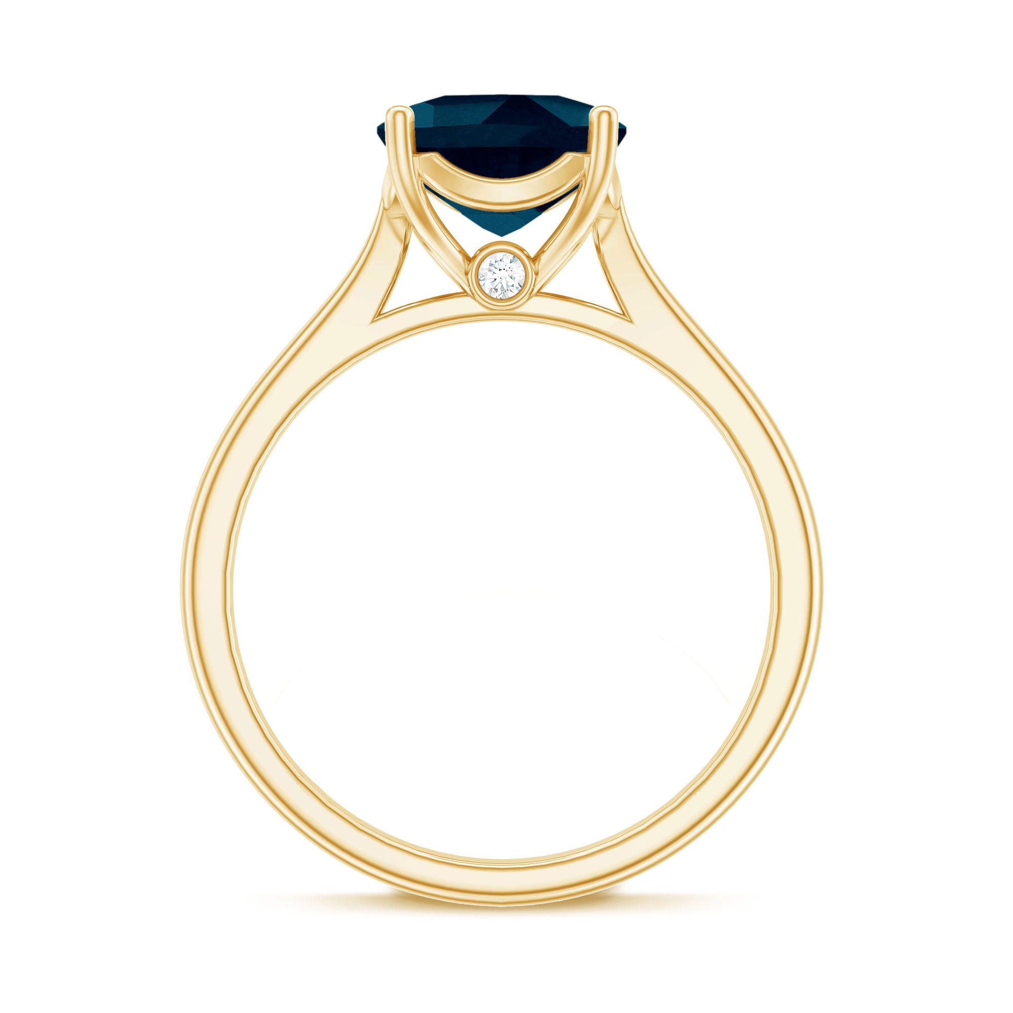 Rosec Jewels-Solitaire Cushion Cut London Blue Topaz Cathedral Engagement Ring