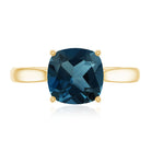 Rosec Jewels-Solitaire Cushion Cut London Blue Topaz Cathedral Engagement Ring