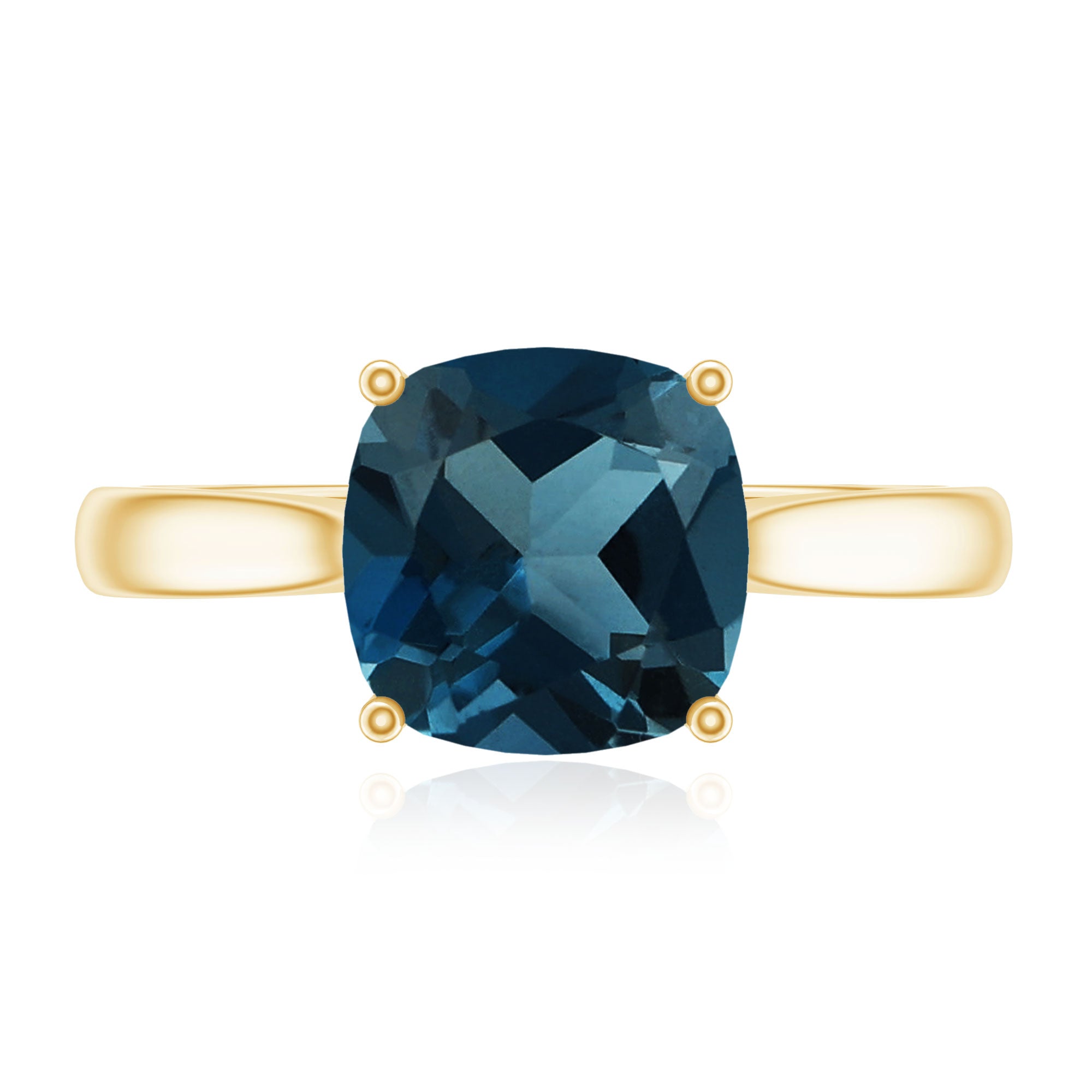 Rosec Jewels-Solitaire Cushion Cut London Blue Topaz Cathedral Engagement Ring