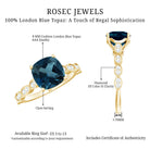 Cushion Cut London Blue Topaz Vintage Engagement Ring with Diamonds AAA - Rosec Jewels