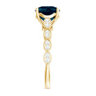Cushion Cut London Blue Topaz Vintage Engagement Ring with Diamonds AAA - Rosec Jewels
