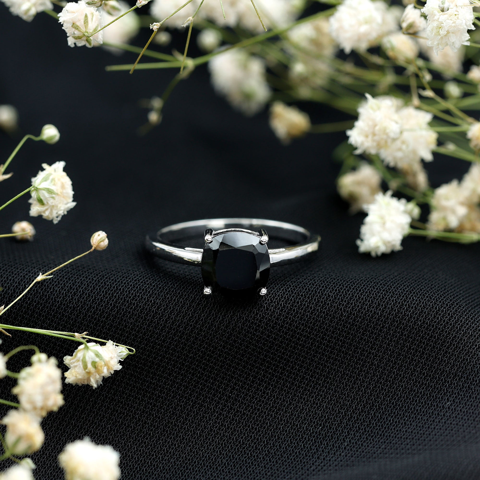 Certified 2.8 Carat Lab Grown Black Diamond Cushion Cut Engagement