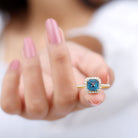 Asscher Cut London Blue Topaz Halo Engagement Ring with Diamond London Blue Topaz - ( AAA ) - Quality - Rosec Jewels