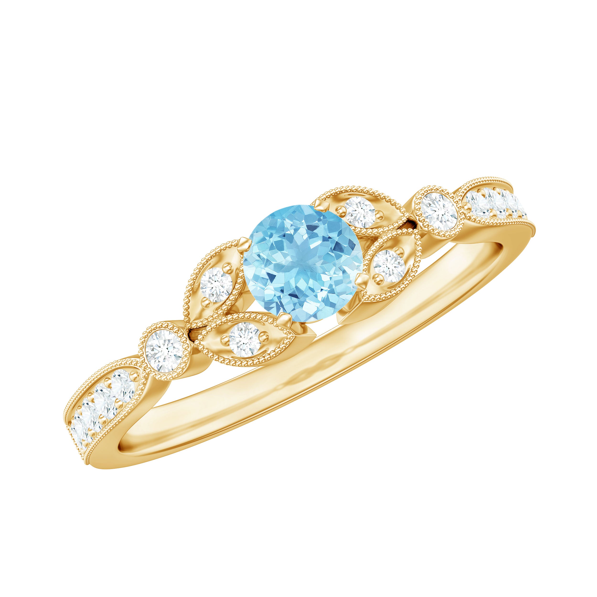 Rosec Jewels-Natural Aquamarine Diamond Engagement Ring With Certificate