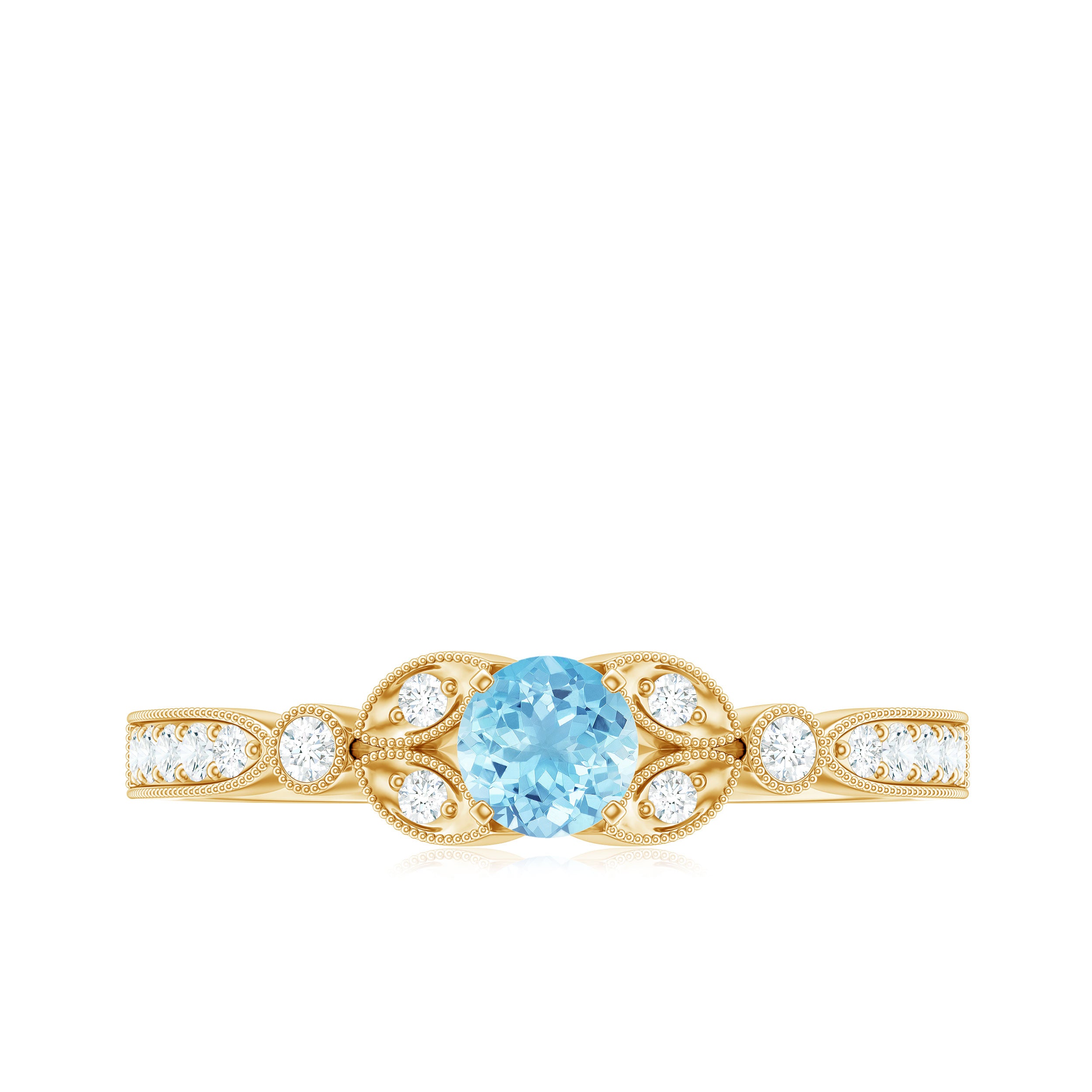 Rosec Jewels-Natural Aquamarine Diamond Engagement Ring With Certificate