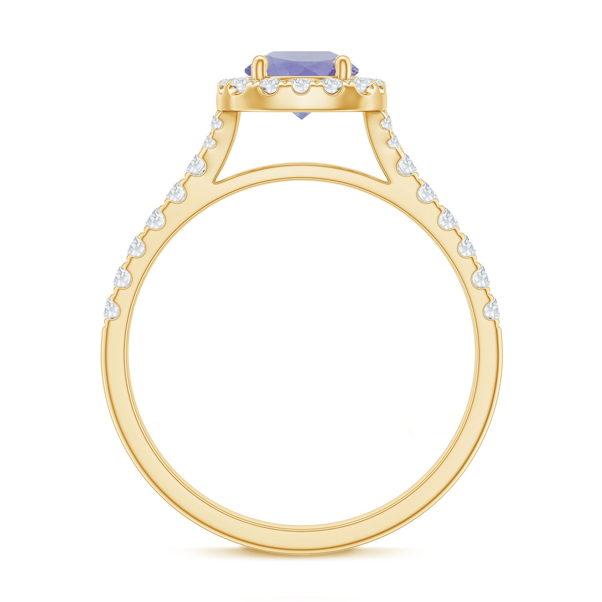 Genuine Tanzanite Halo Engagement Ring with Diamond AAA - Rosec Jewels