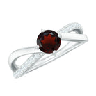 Rosec Jewels-Natural Garnet Engagement Ring with Diamond Infinity Shank