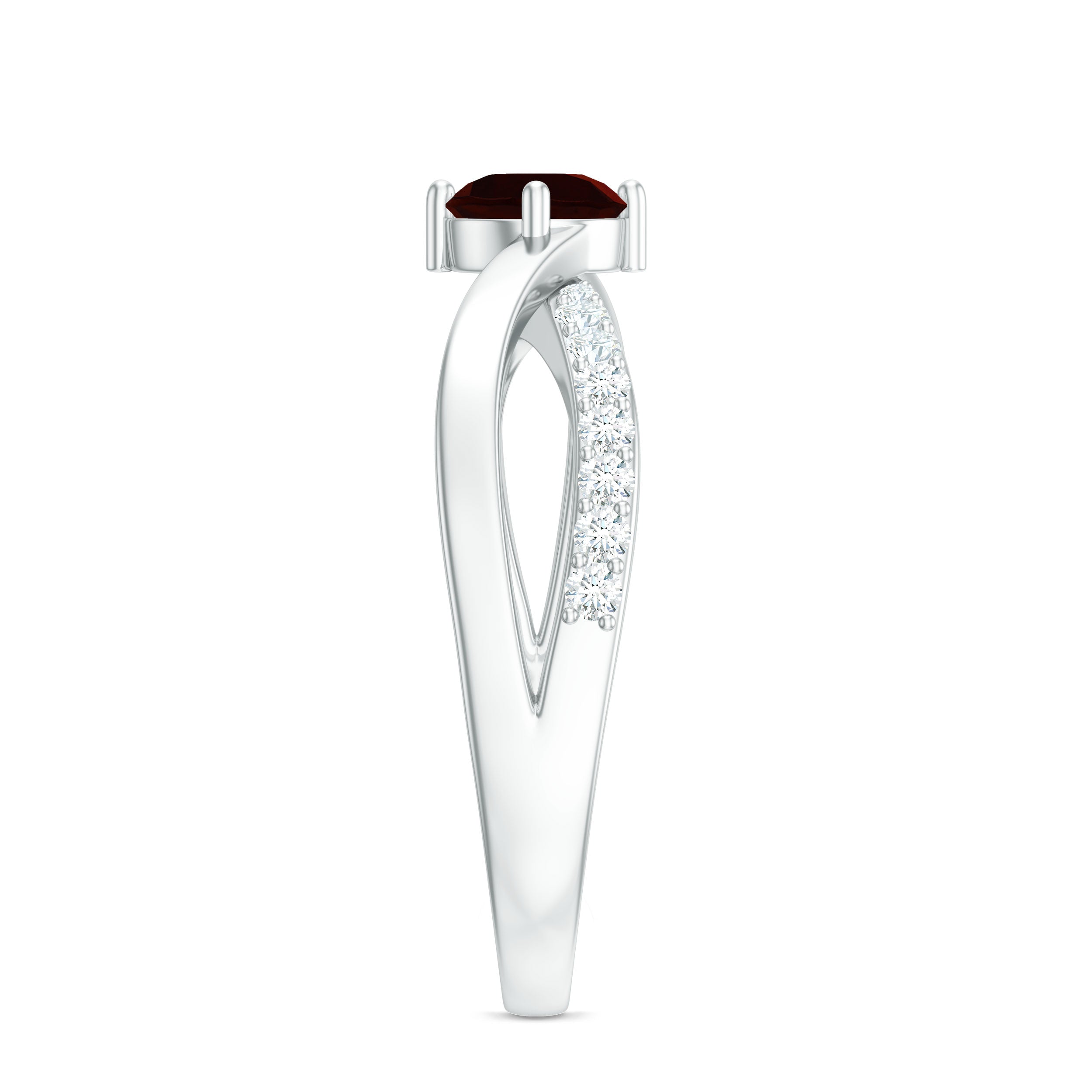 Rosec Jewels-Natural Garnet Engagement Ring with Diamond Infinity Shank