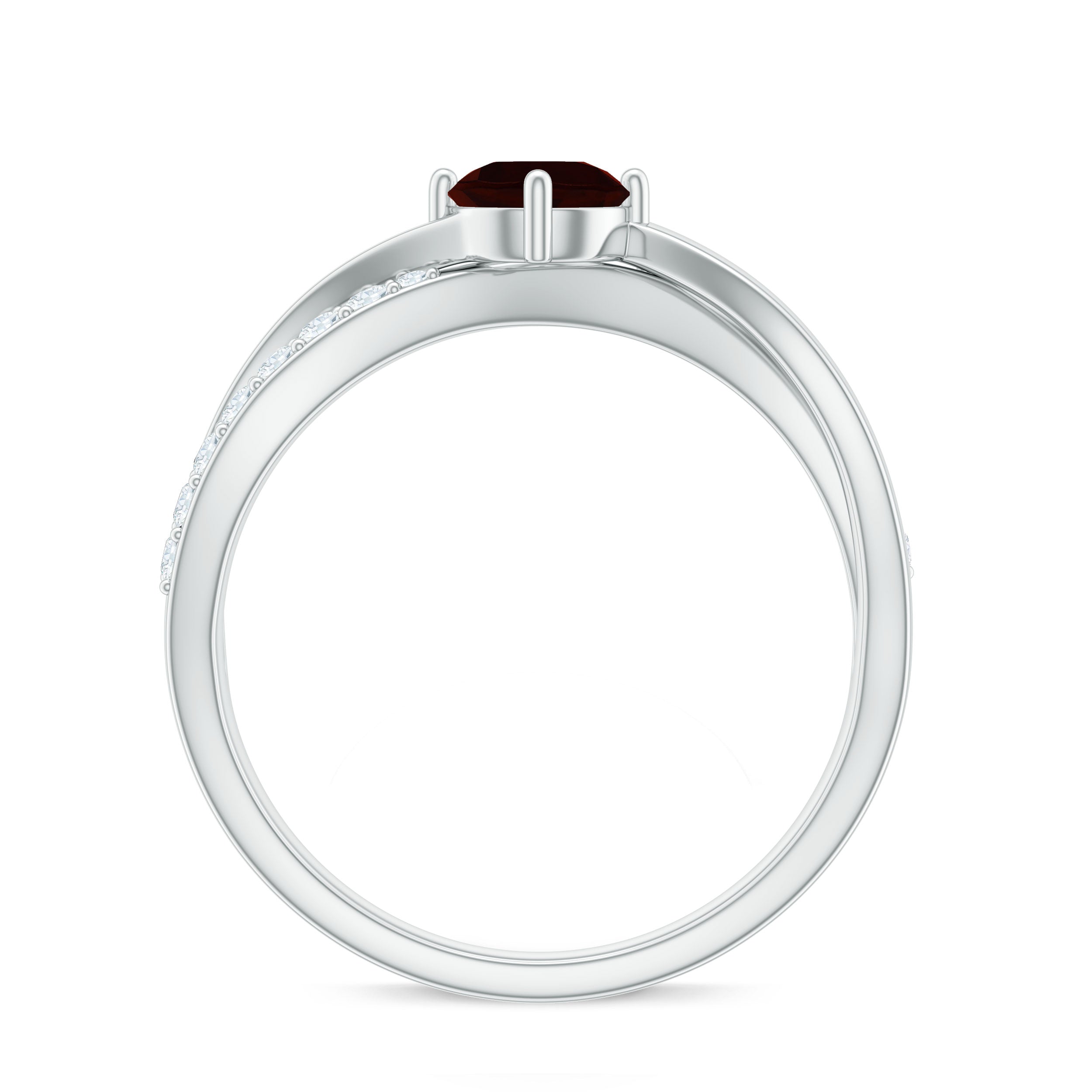 Rosec Jewels-Natural Garnet Engagement Ring with Diamond Infinity Shank
