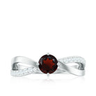 Rosec Jewels-Natural Garnet Engagement Ring with Diamond Infinity Shank