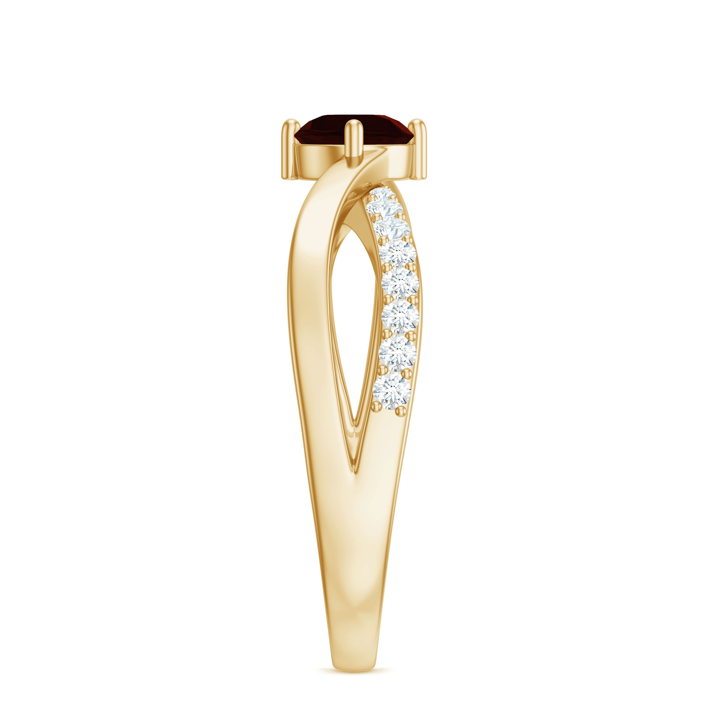 Rosec Jewels-Natural Garnet Engagement Ring with Diamond Infinity Shank