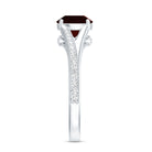 Natural Garnet Solitaire Engagement Ring with Diamond Split Shank AAA - Rosec Jewels