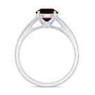 Natural Garnet Solitaire Engagement Ring with Diamond Split Shank AAA - Rosec Jewels