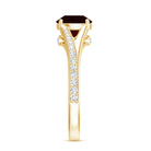 Natural Garnet Solitaire Engagement Ring with Diamond Split Shank AAA - Rosec Jewels