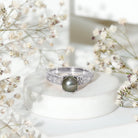 Vintage Tahitian Pearl Solitaire Engagement Ring with Diamond AAA - Rosec Jewels