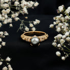 Vintage Tahitian Pearl Solitaire Engagement Ring with Diamond AAA - Rosec Jewels