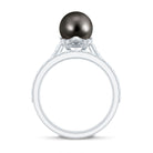 Elegant Wedding Ring Set with 9.75 CT Tahitian Pearl and Moissanite AAA - Rosec Jewels