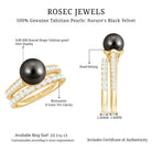 Elegant Wedding Ring Set with 9.75 CT Tahitian Pearl and Moissanite AAA - Rosec Jewels