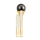 Elegant Wedding Ring Set with 9.75 CT Tahitian Pearl and Moissanite AAA - Rosec Jewels