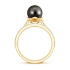Elegant Wedding Ring Set with 9.75 CT Tahitian Pearl and Moissanite AAA - Rosec Jewels
