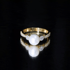 Cultured 7.4 Carat Freshwater Pearl Engagement Ring with Moissanite AAA - Rosec Jewels
