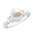 Cultured 7.4 Carat Freshwater Pearl Engagement Ring with Moissanite AAA - Rosec Jewels
