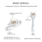 Cultured 7.4 Carat Freshwater Pearl Engagement Ring with Moissanite AAA - Rosec Jewels