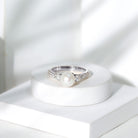 Cultured 7.4 Carat Freshwater Pearl Engagement Ring with Moissanite AAA - Rosec Jewels