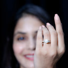 Cultured 7.4 Carat Freshwater Pearl Engagement Ring with Moissanite AAA - Rosec Jewels