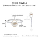 8.25 CT Fresh Water Pearl Solitaire with Diamond Side Stone Ring Freshwater Pearl - ( AAA ) - Quality - Rosec Jewels