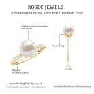 7.4 Carat Freshwater Pearl Solitaire Engagement Ring with Diamond AAA - Rosec Jewels