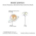 8 MM South Sea Pearl Engagement Ring with Diamond Floating Halo South Sea Pearl - ( AAA ) - Quality - Rosec Jewels