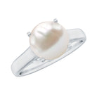 Freshwater Pearl Solitaire with Diamond Ring AAA - Rosec Jewels