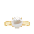 Freshwater Pearl Solitaire with Diamond Ring AAA - Rosec Jewels