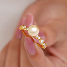 5.50 CT South Sea Pearl Engagement Ring with Diamond Side Stones South Sea Pearl - ( AAA ) - Quality - Rosec Jewels