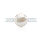 Cultured 7.4 Carat Freshwater Pearl Engagement Ring with Diamond AAA - Rosec Jewels
