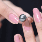 Rosec Jewels-Genuine 8 Carat Tahitian Black Pearl Cathedral Engagement Ring with Split Shank