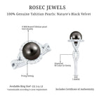 Real Tahitian Pearl and Diamond Crossover Engagement Ring AAA - Rosec Jewels