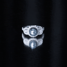 Rosec Jewels-7.5 Carat Round Black Pearl Engagement Ring with Moissanite Accent