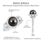 Rosec Jewels-7.5 Carat Round Black Pearl Engagement Ring with Moissanite Accent