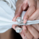 7.4 Carat Freshwater Pearl Double Halo Engagement Ring with Moissanite AAA - Rosec Jewels
