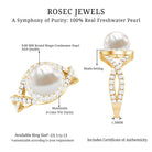 7.4 Carat Freshwater Pearl Engagement Ring with Moissanite Crossover Shank AAA - Rosec Jewels