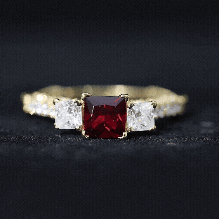 Rosec Jewels-Lab Grown Ruby Vintage Looking Engagement Ring With Certificate