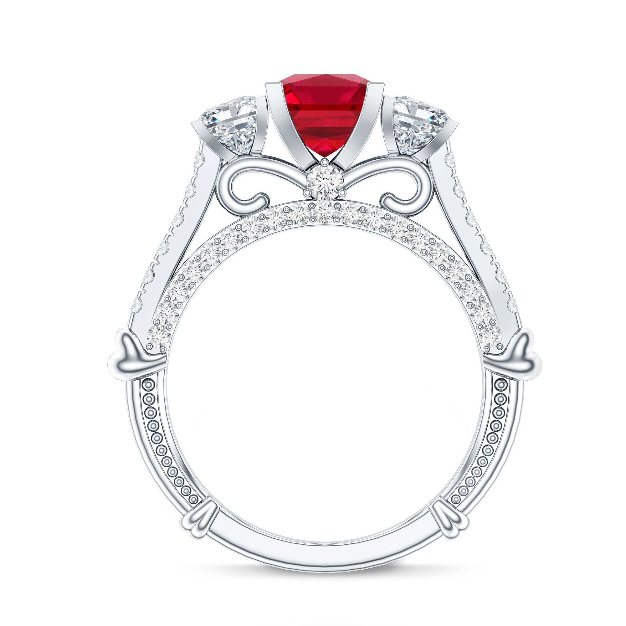 Rosec Jewels-Lab Grown Ruby Vintage Looking Engagement Ring With Certificate