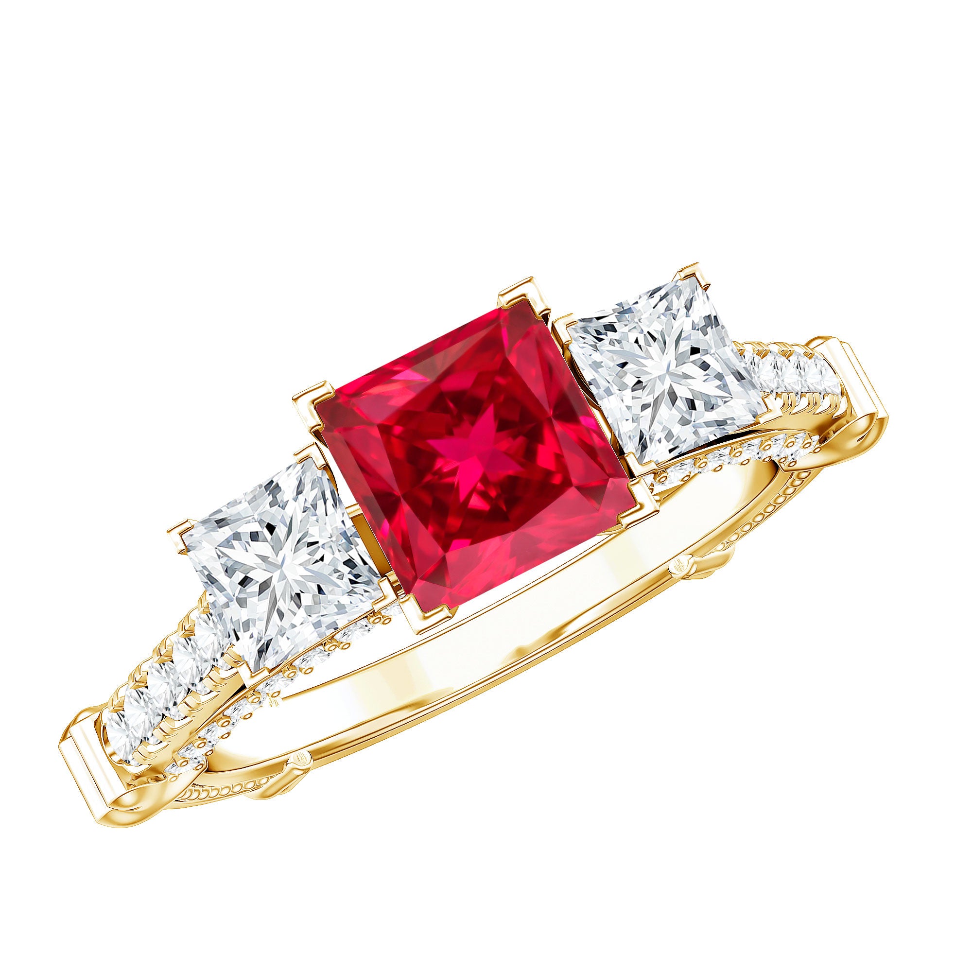Rosec Jewels-Lab Grown Ruby Vintage Looking Engagement Ring With Certificate